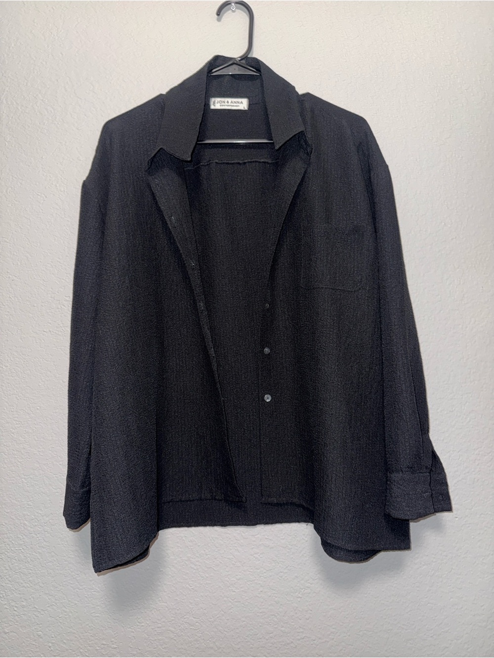 Jon & Anna Black Textured Button-Up Blouse